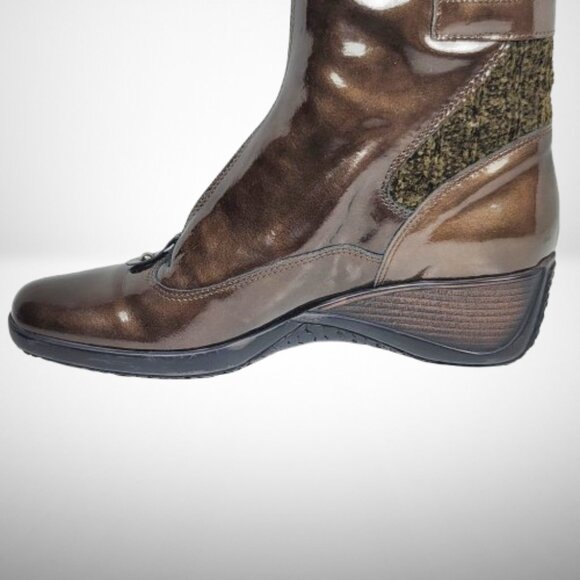 Aquaitalia Miracle Waterproof Front Zipped Boots in Hazelnut Patent Leather - Picture 13 of 16